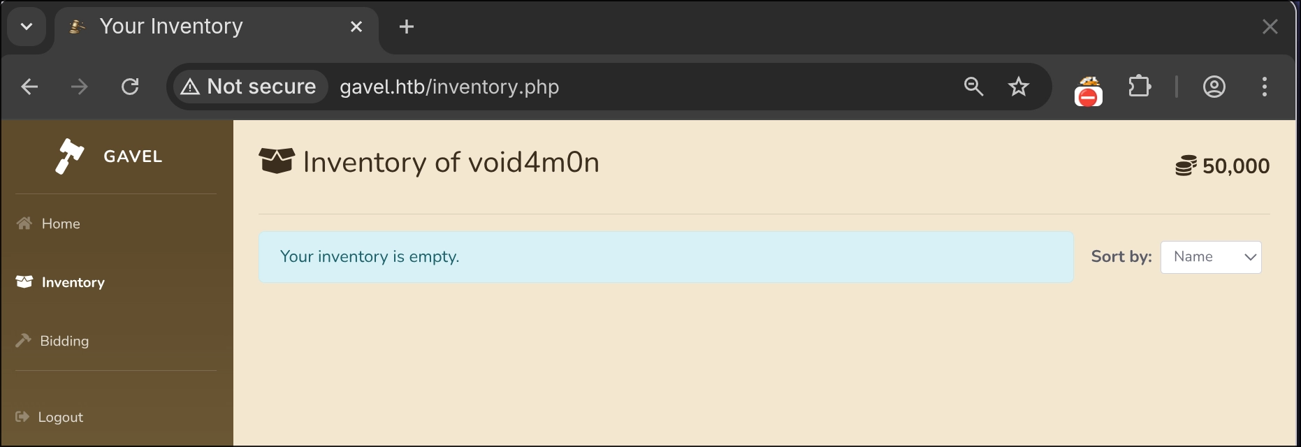 Página de Inventario